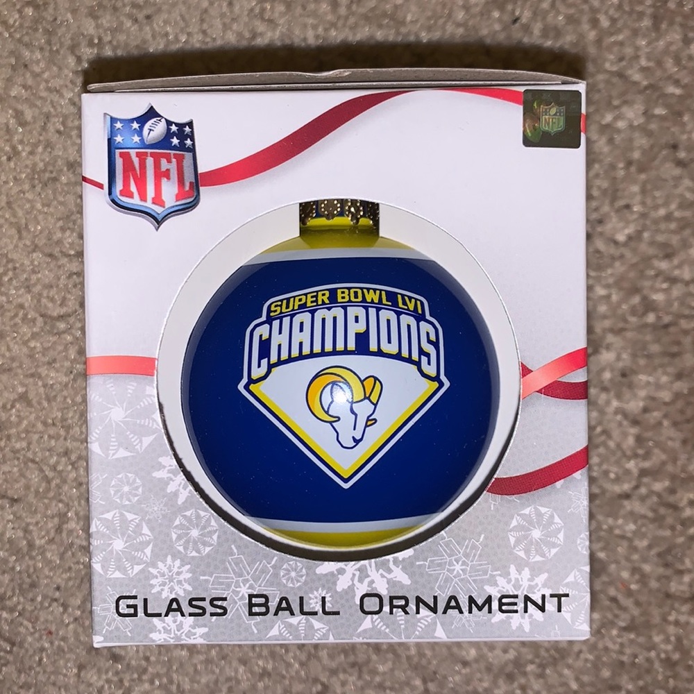 Rams Super Bowl LVI Championship Glass Ball Ornament